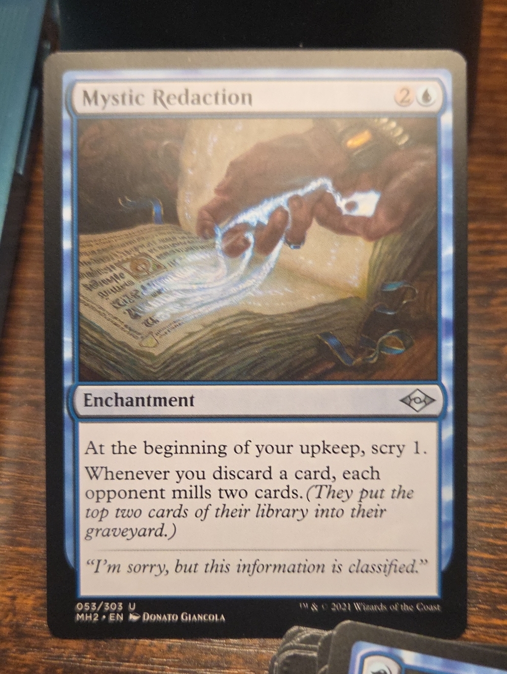 Mystic Redaction - Blue Enchantment Card by Magic: The Gathering